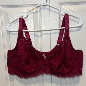 Deesse Lingerie Lace Underwire Bra - Burgundy size 46D